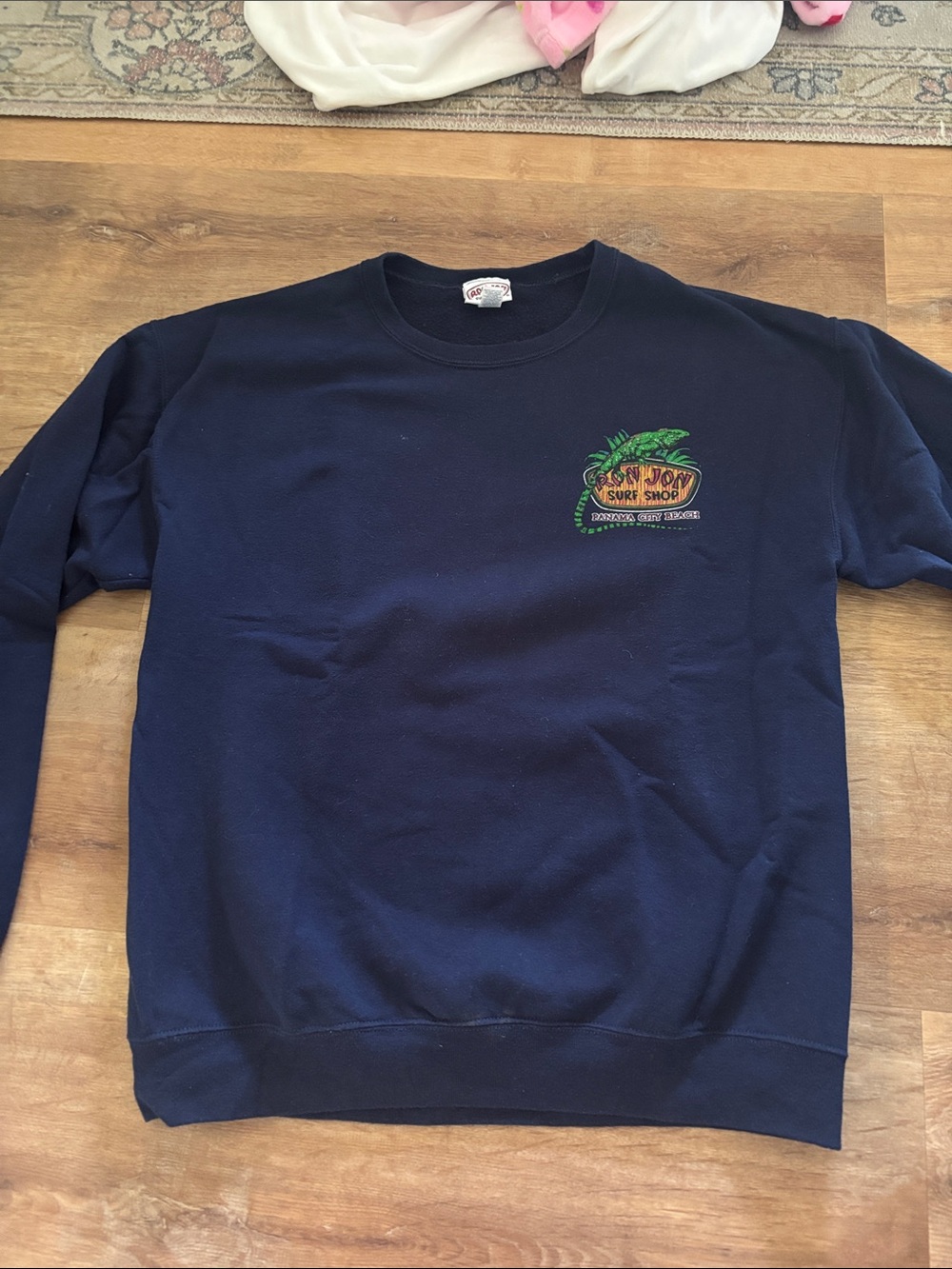 Classic Navy Crewneck Sweatshirt with Surf Shop Logo